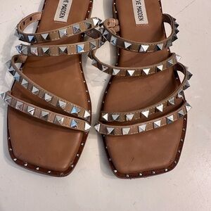 Steve Madden Tan Silver Studded Sandals